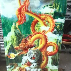 Tranh kính cường lực 3D Ngọa Hổ Tàng Long kích thước 900x1350x6mm GHZ-253