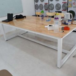 Bàn họp văn phòng khung chất sắt mặt gỗ cao su GHS-711
