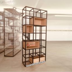Kệ trang trí khung chân sắt mặt gỗ GHTop-3979