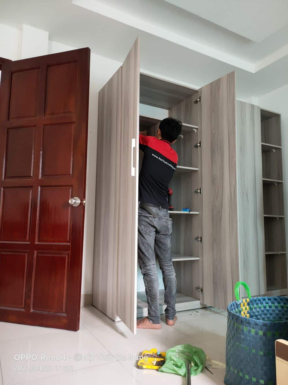 Tủ Áo 4 Cánh Gỗ MDF Melamine Có Kệ GHTop-5252 15 Tủ Áo 4 Cánh Gỗ MDF Melamine Có Kệ GHTop-5252