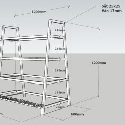 Kệ shop giày khung chân sắt mặt gỗ GHT-209 11 1