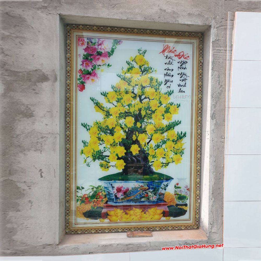Tranh kính cường lực cây Mai tài lộc GHT-194 5 Tranh kính cường lực cây Mai tài lộc GHT-194