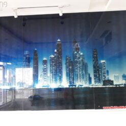 Mẫu tranh kính cường lực in Manhattan New York GHT-124 về đêm đẹp lung linh