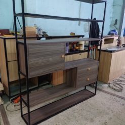 Kệ sắt trang trí có tủ gỗ GHTop-5102