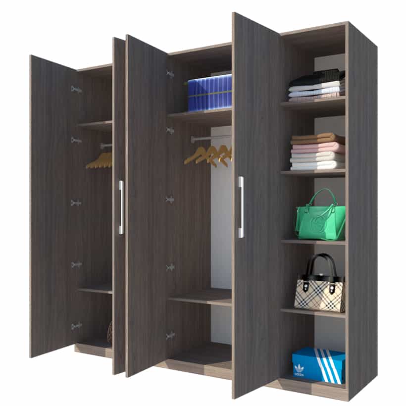 Tủ Áo 4 Cánh Gỗ MDF Melamine Có Kệ GHTop-5252 6 Tủ Áo 4 Cánh Gỗ MDF Melamine Có Kệ GHTop-5252