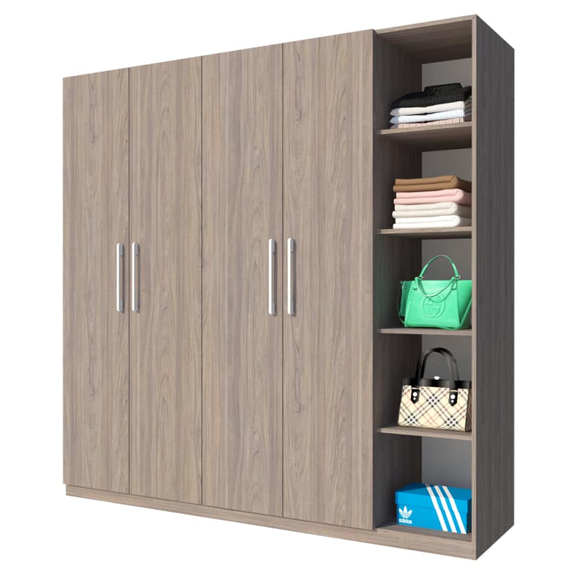 Tủ Áo 4 Cánh Gỗ MDF Melamine Có Kệ GHTop-5252 3 Tủ Áo 4 Cánh Gỗ MDF Melamine Có Kệ GHTop-5252