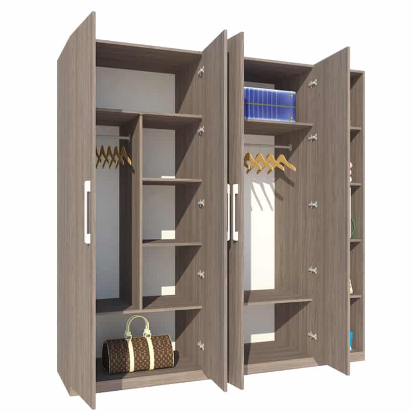 Tủ Áo 4 Cánh Gỗ MDF Melamine Có Kệ GHTop-5252 8 Tủ Áo 4 Cánh Gỗ MDF Melamine Có Kệ GHTop-5252