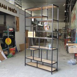 Kệ trang trí khung sắt mặt gỗ GHTop-5522
