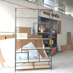 Kệ trang trí khung sắt mặt gỗ GHTop-5522