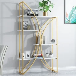 Kệ trang trí khung sắt mặt gỗ GHS-8212