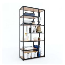 Kệ trang trí gỗ cao su khung sắt 750x320x1500(mm) GHTop-6020