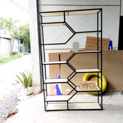 Kệ trang trí khung chân sắt mặt gỗ GHF-6155