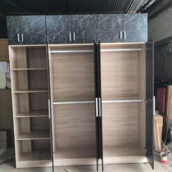 Tủ áo gỗ công nghiệp MDF chống ẩm phủ Melamin vân đá đen GHF-6990