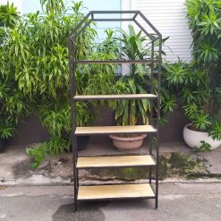 Kệ trang trí khung sắt mặt gỗ MDF GHS-8504