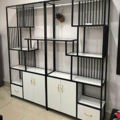 Kệ trang trí khung chân sắt mặt gỗ GHS-9226